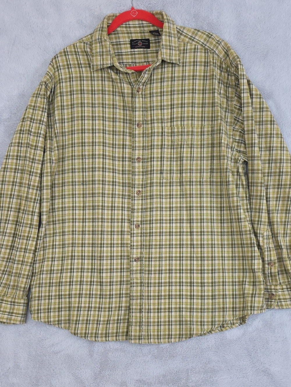American Eagle Outfitters Yellow Plaid Button-Down Shirt